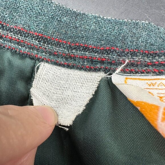 Vintage Pendleton Wool Striped Skirt Green Red Oregon USA Pockets 1980s Retro - Picture 5 of 7